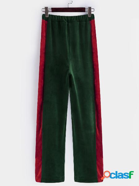 Pantalones color verde activo de terciopelo de pierna ancha