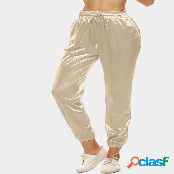 Pantalones cortos beige con cintura de lazo