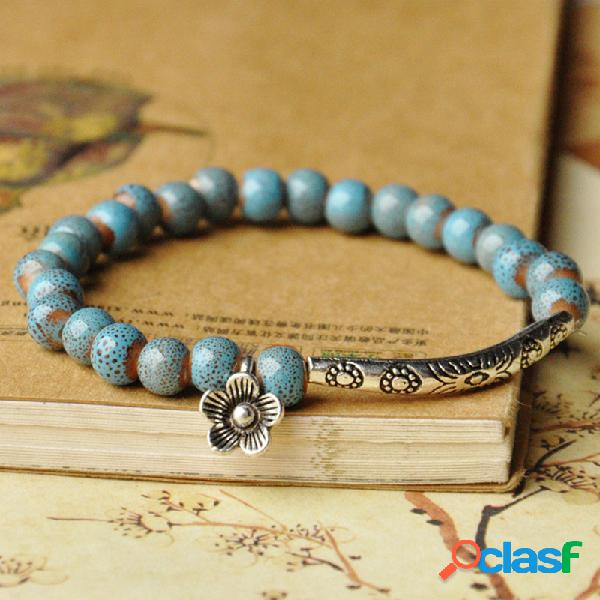 Pulsera étnica tejida a mano Cerámico Pulsera de cuentas