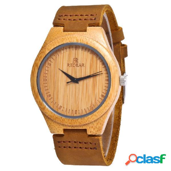 REDEAR Relojes de madera de bambú naturales hechos a mano