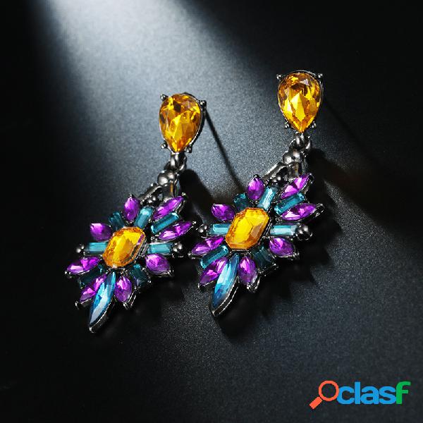 Rhinestone brillante retro Pendientes vendimia estilo largo