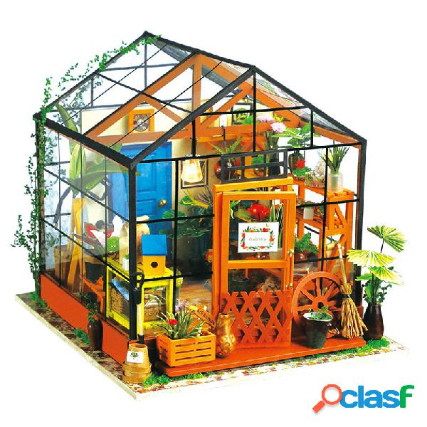 Robotime DIY casa de muñecas Kit Cathy Flower Greenhouse