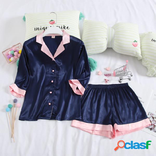 Sección delgada Pantalones cortos de manga corta Pijamas