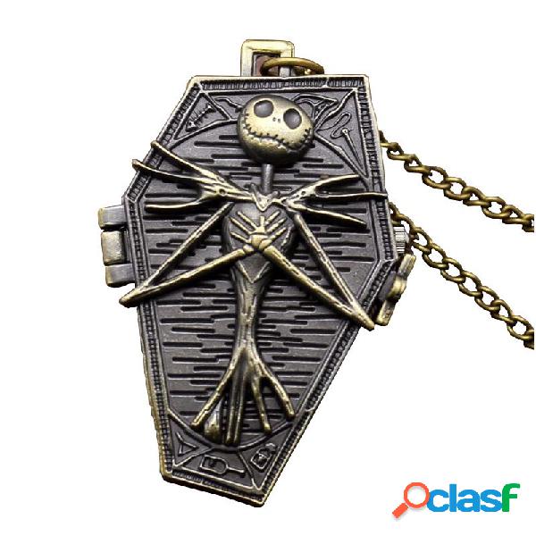 Vintage Punk Skull Nightmare reloj de bolsillo de cuarzo