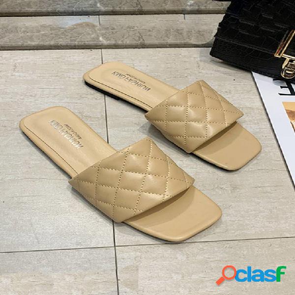 Zapatos planos con punta cuadrada de color liso para mujer
