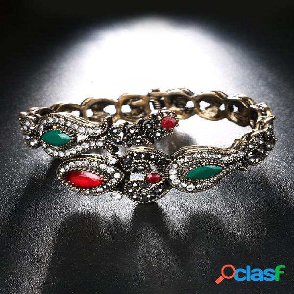 vendimia Pulsera de piedras preciosas de metal Pulsera