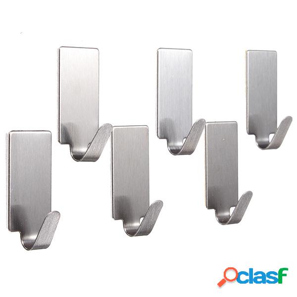 6 piezas de ropa adhesiva de acero inoxidable Percha Gancho