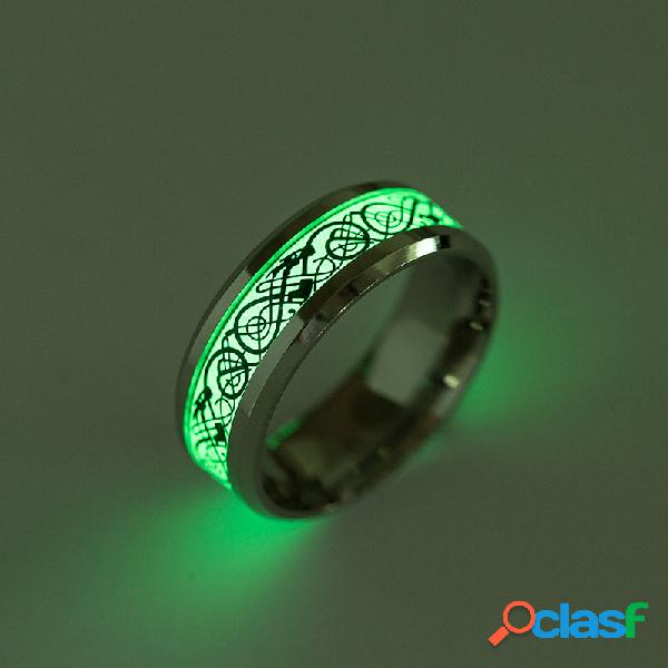 Anillo de dedo de acero inoxidable luminoso de moda Dragón