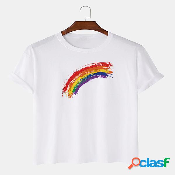 Camisetas básicas de manga corta con arcoíris y colores