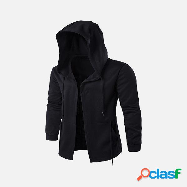 Chaqueta negra casual de moda con capucha de talla grande