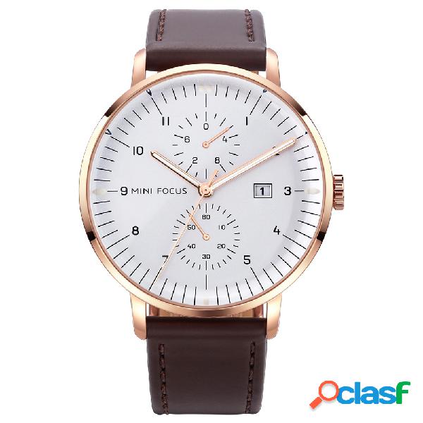 Correa de cuero Reloj para hombre Relojes de cuarzo de mano