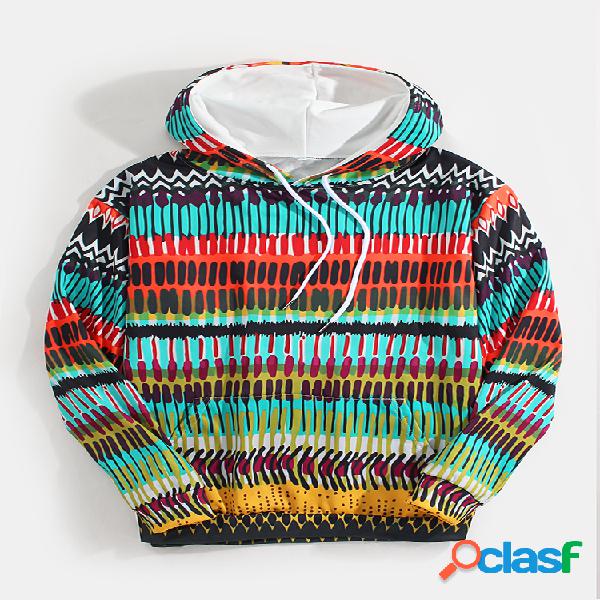 Hombre Allover Colorful Sudaderas con capucha con cordón de