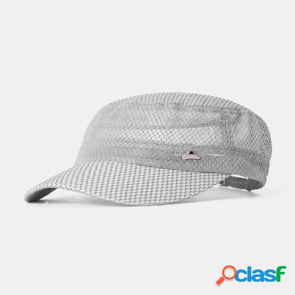 Hombre Mujer Summer Mesh Plano ajustable Sombrero al aire