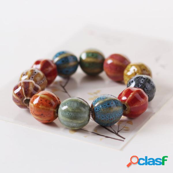 Pulsera de cuentas étnica tejida a mano Cerámico Pulsera