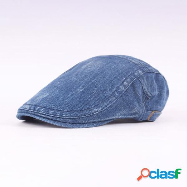 Unisex vendimia Gorra de boina lavada de mezclilla de color