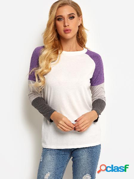 Camiseta con cuello redondo de manga larga y cuello redondo