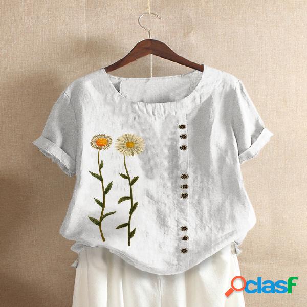Camiseta de manga corta con cuello redondo y estampado
