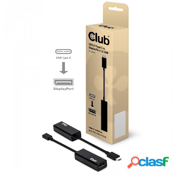 Club3D Cable USB C Macho - DisplayPort Hembra, 15cm, Negro