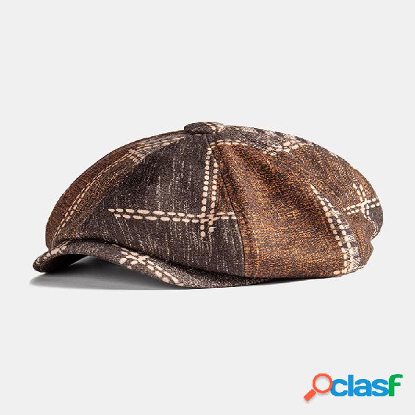 Hombre Patchwork Color Lattic Patrón Gorras planas casuales