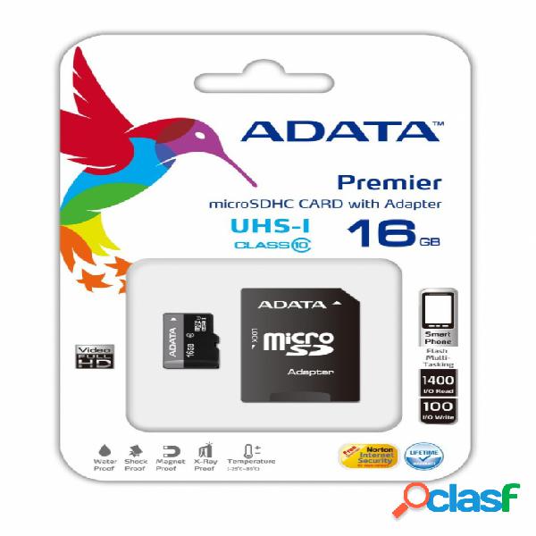 Memoria Flash Adata, 16GB microSDHC UHS-I Clase 10, con