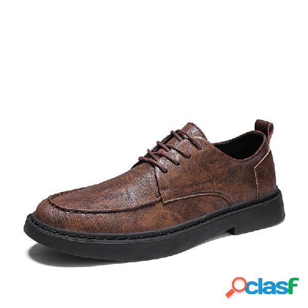 Men British Style Retro Microfiber Leather Non Slip Business