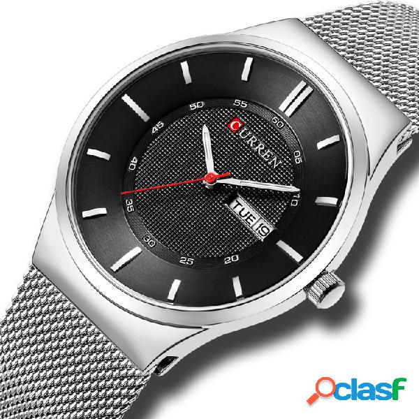 Reloj de acero inoxidable de lujo Week Date Pantalla Reloj