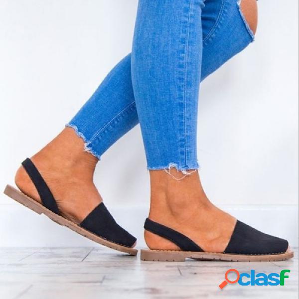 Sandalias planas con peep toe estilo Gladiador negro