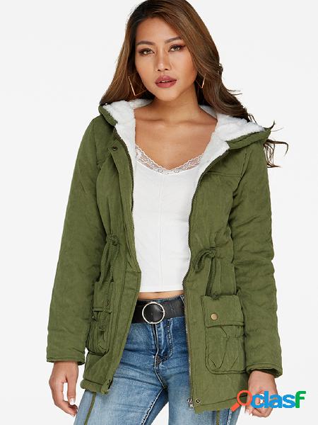 Sudadera con capucha y diseño de bolsillo verde militar con