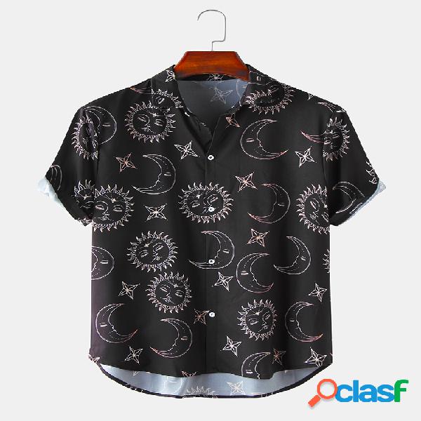 Sun & Planet Element Patrón Camisas ligeras de manga corta