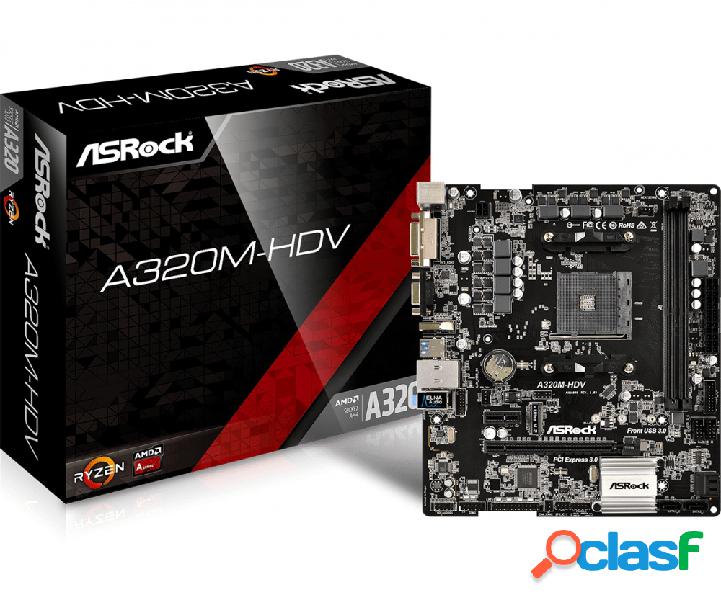 Tarjeta Madre ASRock microATX A320M-HDV, S-AM4, AMD A320,