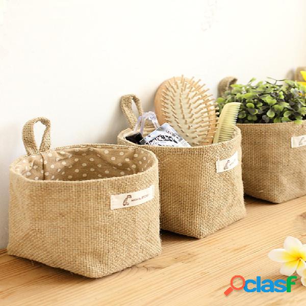 Almacenamiento plegable para escritorio de lino Bolsa