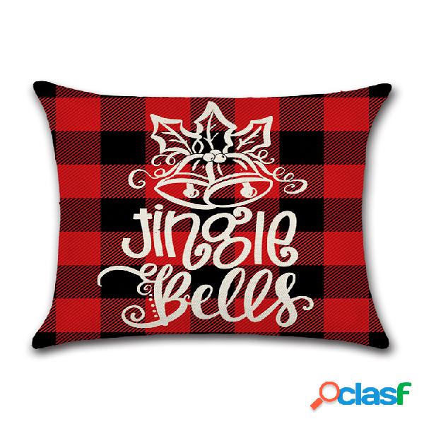 Almohada clásica de Navidad con celosía roja y negra Caso