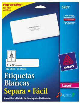 Avery 500 Etiquetas Blancas 5261 de 1'' x 4''