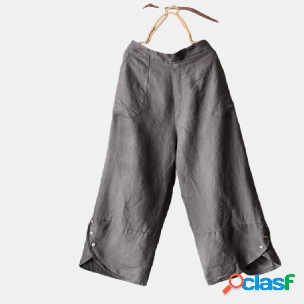 Bajo asimétrico Color sólido Casual Plus Talla Pantalones