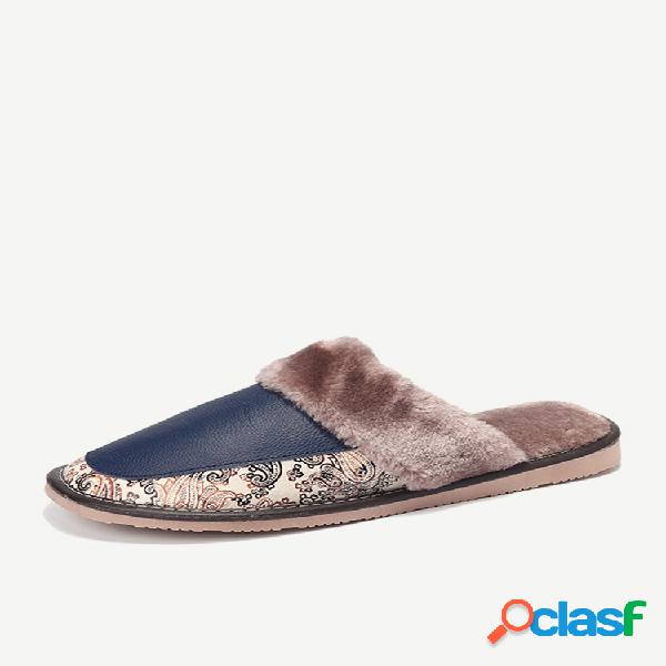 Chanclas calentitas impermeables de cuero con forro de felpa