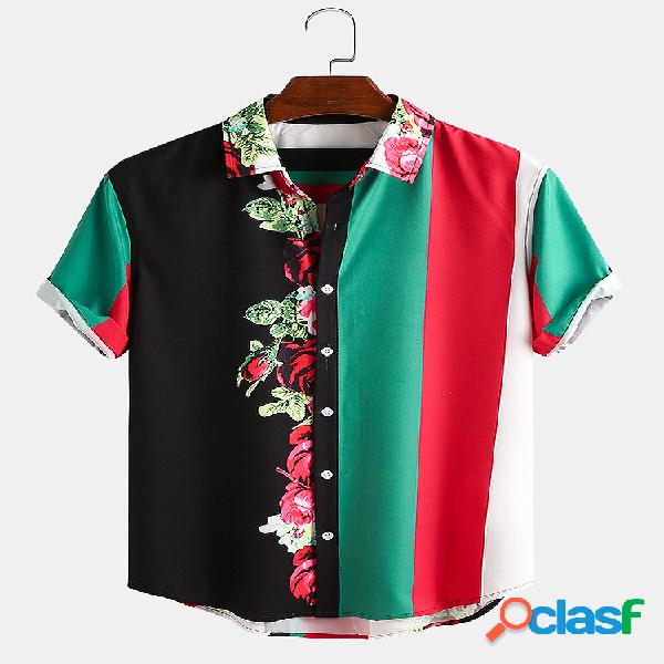 Dobladillo curvo informal con patchwork a rayas florales y