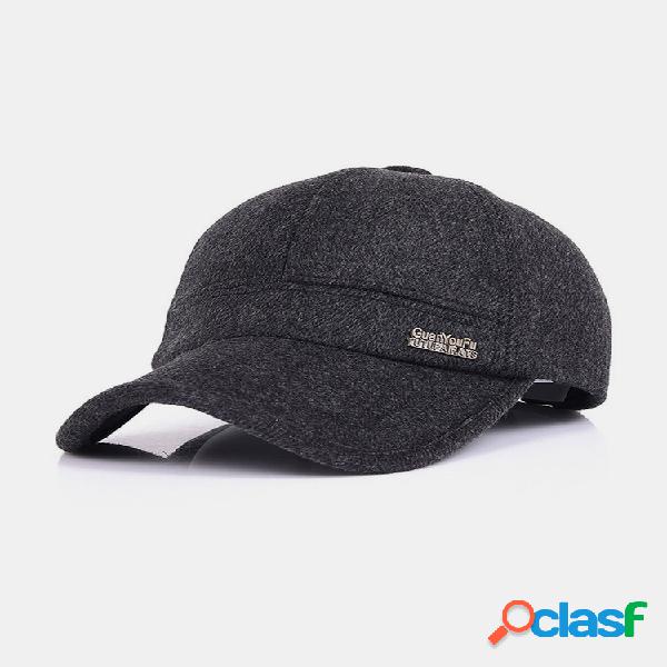 Gorra de béisbol cálida ajustable de lana con orejeras