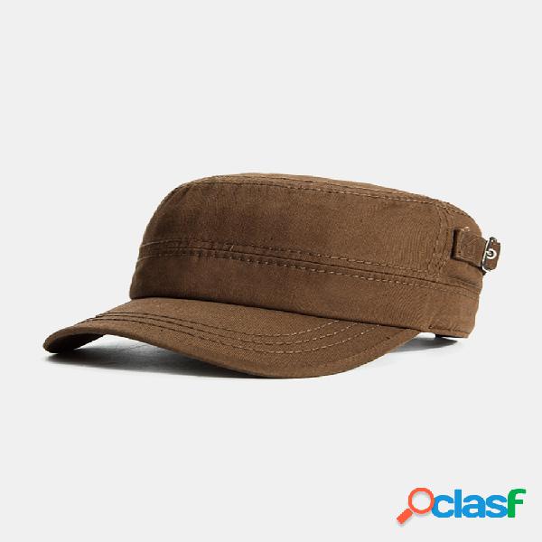 Gorro retro casual de algodón de color sólido de top plano