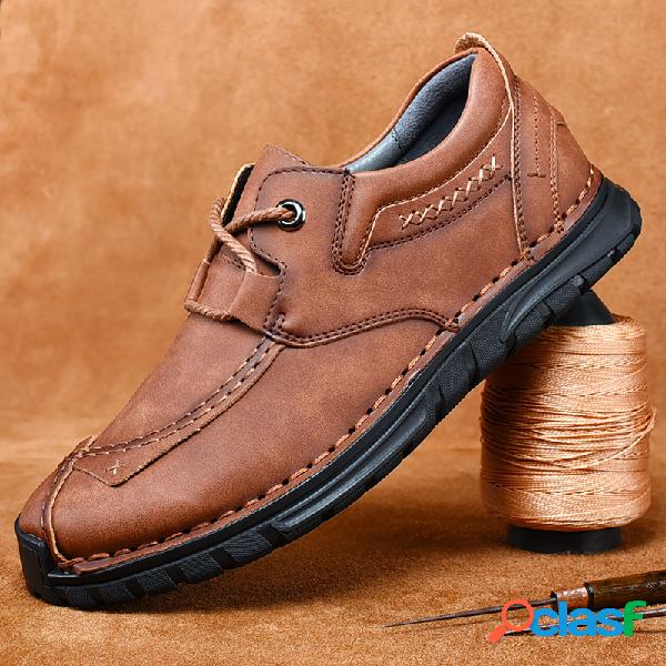 Hombres Piel Genuina Antideslizante Retro Soft Suela al aire
