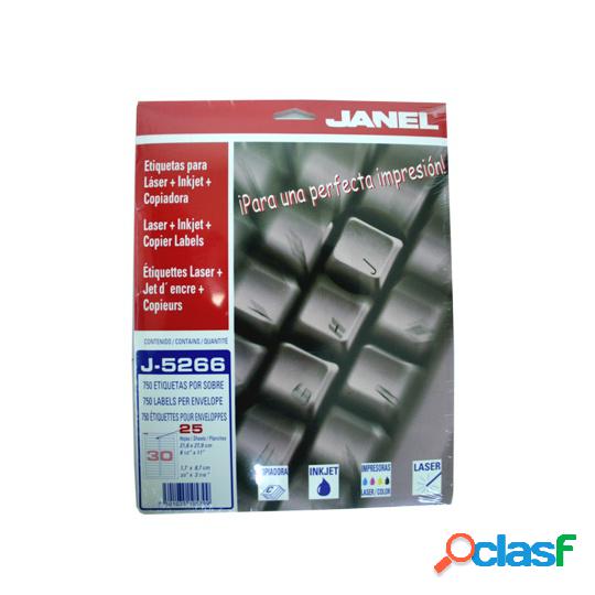 Janel Etiqueta Blanca de 17x87mm, Paquete de 750 Etiquetas