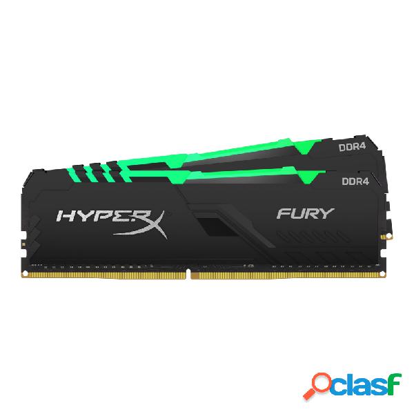 Kit Memoria RAM HyperX Fury Black RGB DDR4, 2666MHz, 16GB (2