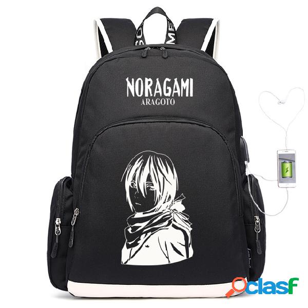 Nogami Noragami Student Bolsa mochila USB para lote