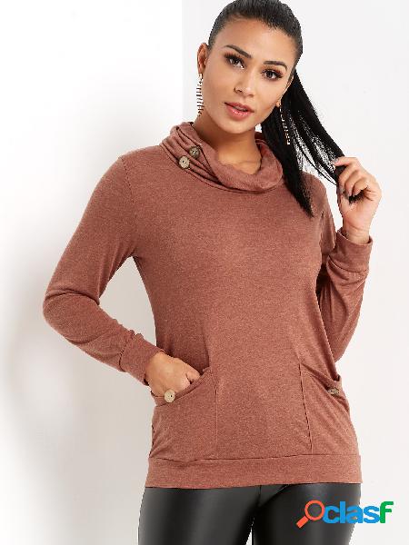 Red Drape Mangas largas, blusas con bolsillos de parche