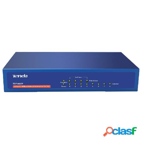 Switch Tenda Fast Ethernet TEF1008P, 8 Puertos 10/100Mbps,