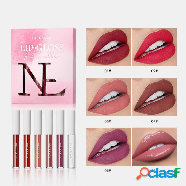6 colores mate Lápiz labial Set duradero Impermeable Taza