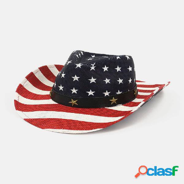 Bandera americana Retro Western Cowboy Sombrero Summer