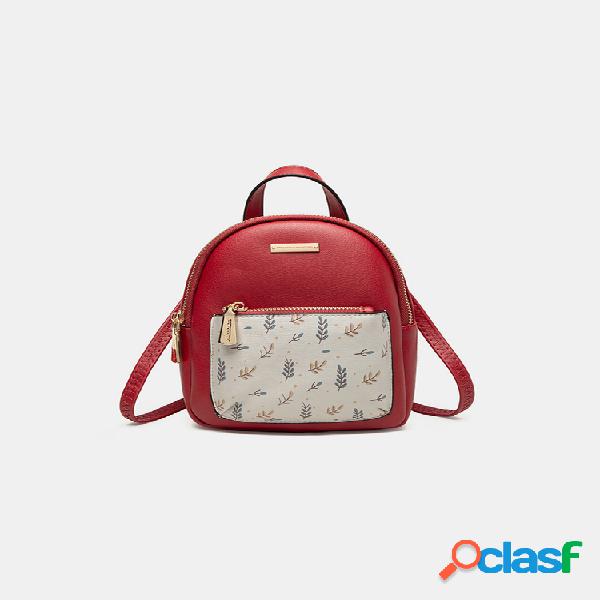 Mujer Mini mochila con estampado de varias bolsas de PU