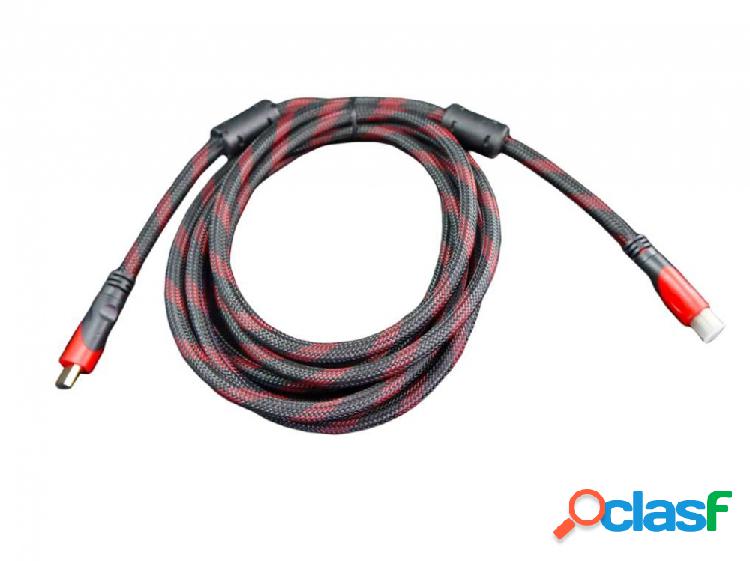 Naceb Cable HDMI Macho - HDMI Macho, 3 Metros, Negro/Rojo