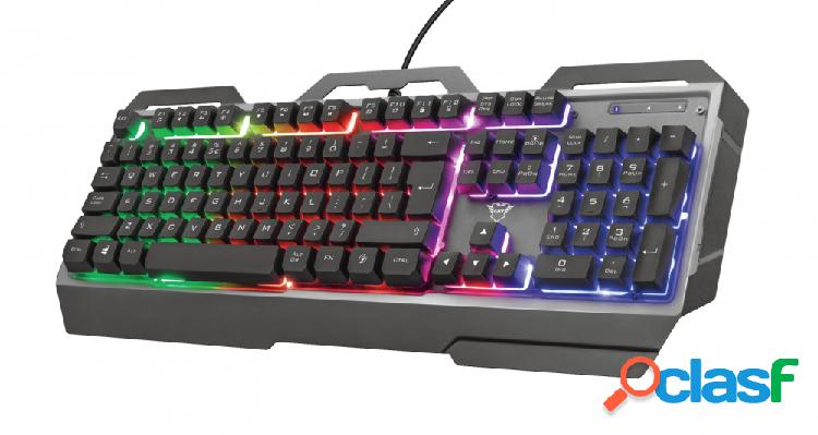 Teclado Gamer Trust GXT 856 Torac RGB, Alámbrico, Negro