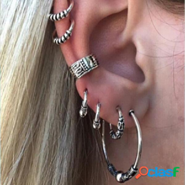 7 Piezas Pendientes de Cartílago Retro para Mujeres Sin